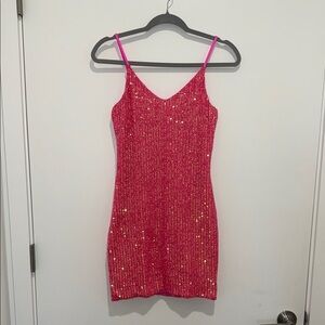 Luli Fama Hot Pink Sequin Dress XS